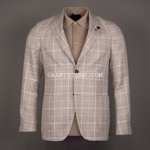 SCOZESE GLENNCHECK JACKET CREMA MARRONE