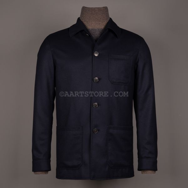 LUXURY WOOL FLANEL WORKSHIRT BLU NOTTE