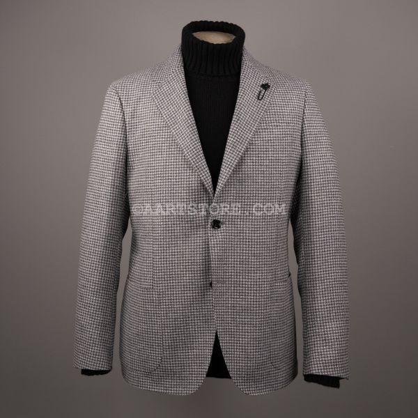 SOFT HOUNDSTOOTH EASY JACKET GRIGIO LICHEN