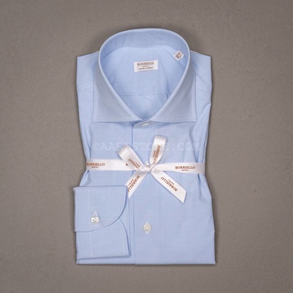 MARECHIARO CAMICIA QUADRI MICRO BIANCO E CIELO
