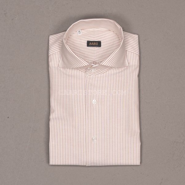 CAPRI RELAX YOGA OXFORD STRIPE SHIRT MARRONE