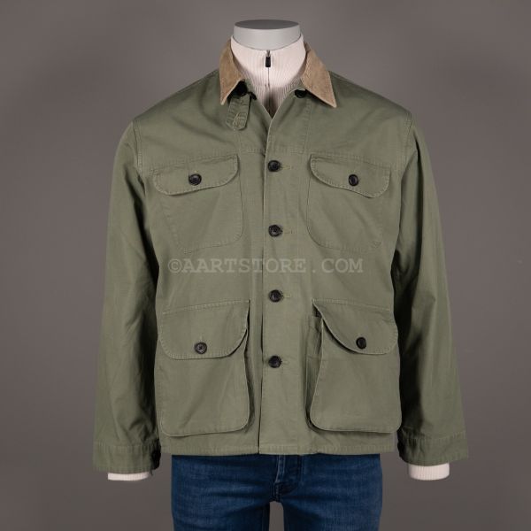 COTTON WOVEN MILITARY OVERSHIRT DUCK GREEN