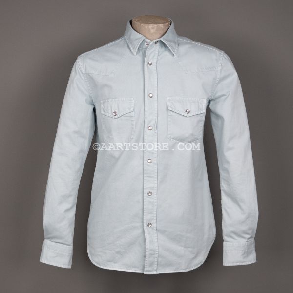 WASHED COTTON TEXANA SHIRT BLU ARIA