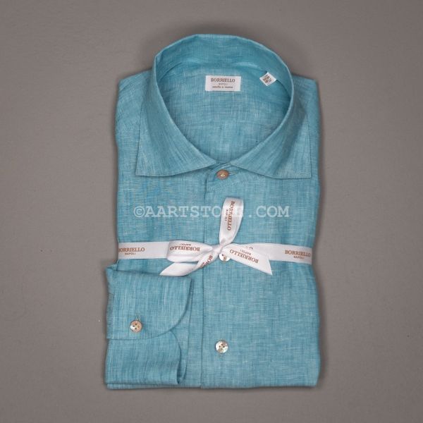 CAPRI WASHED LINNEN SHIRT AQUA