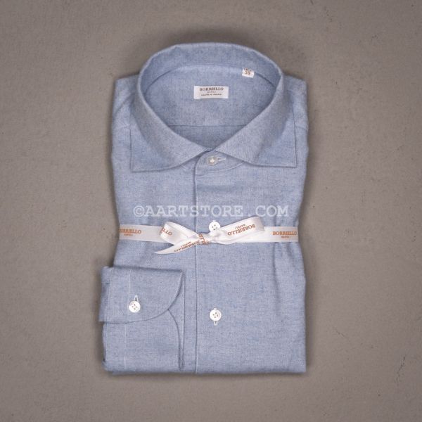 CAPRI FLANELLE SPAZZOLATO CAMICIA CIELO