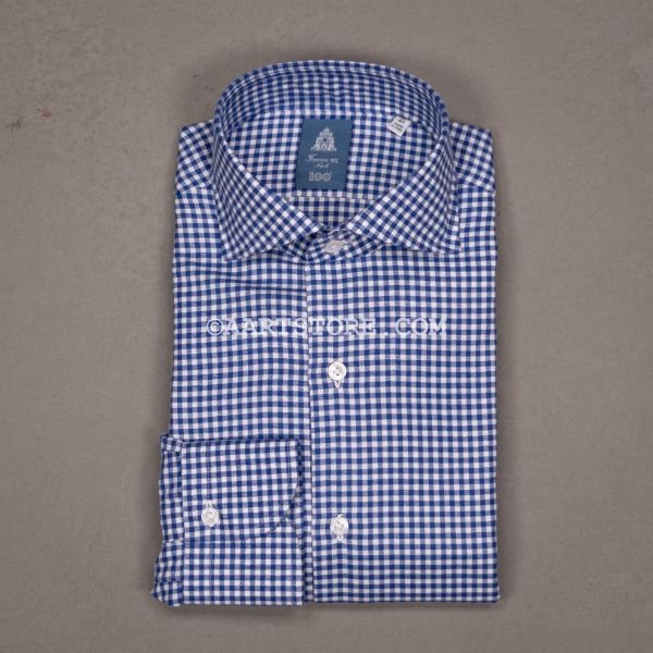 EDUARDO OXFORD GINGHAM SHIRT BLU INCHIOSTRO