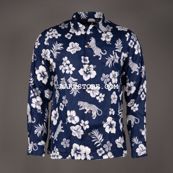 FLORAL PRINT CAMP SHIRT BLUES