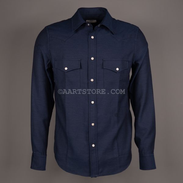 T006B CAMICIA LANA TEXANA BLU NAVY