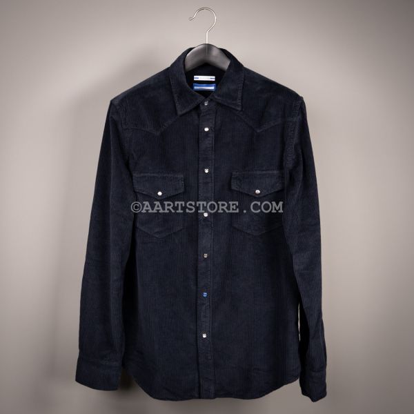 WIDE WHALE CORD RANCH SHIRT BLU NOTTE