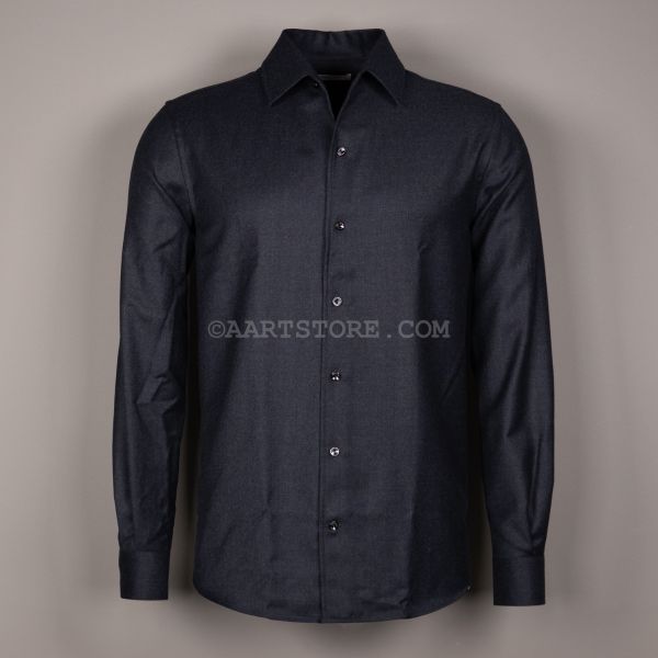 LIGHT160 WOOL FLANNEL SHIRT BLU