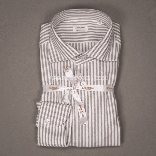 CAPRI CASHMERE COTTON STRIPE SHIRT GRIGIO
