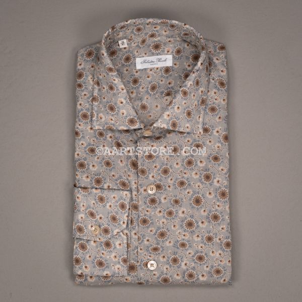 COTTON FLOWER SHIRT GRIGIO DELICATO