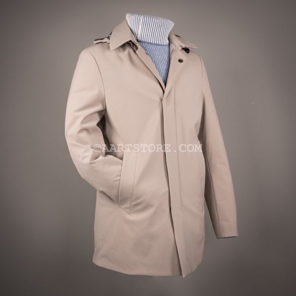 STRETCH HOODED CITY COAT PIETRA CALDO