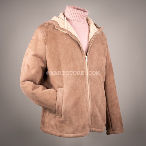 HOODED SOFT SHEARLING TORTORA