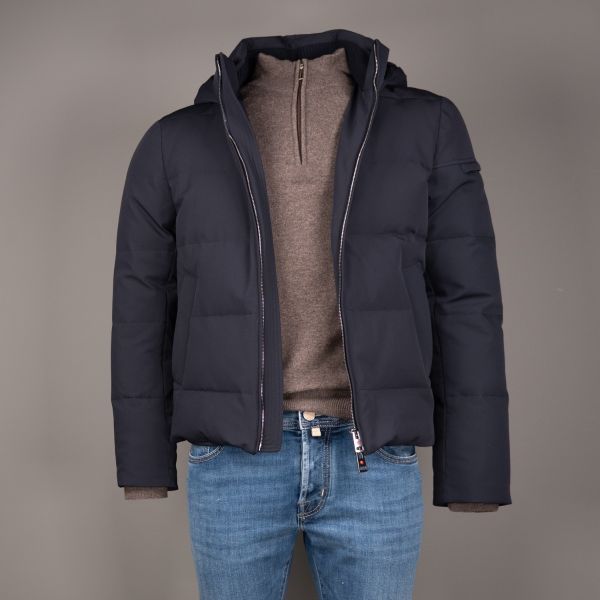 NUR-BLOUSON IMBOTTITA IN PIUMA BLU MARINO