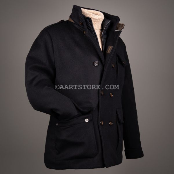 BOERI WOOL CASHMERE COAT BLU NOTTE