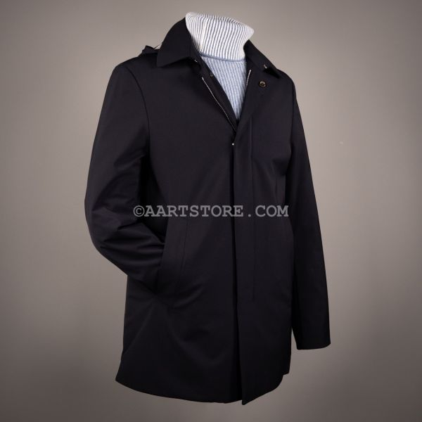 STRETCH HOODED CITY COAT NERONAVY