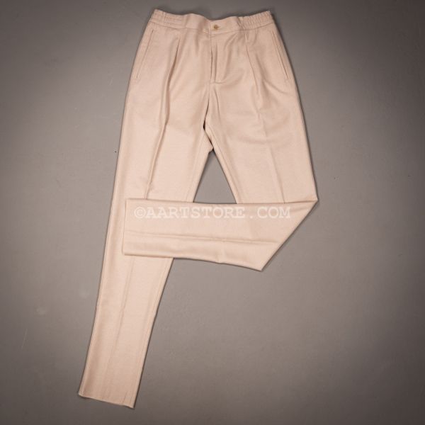 CHIAIA PLEATED HERRINGBONE TROUSER SABBIA