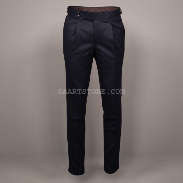 LUXURY WOOL FLANEL PANTALONI NAPOLI BLU NOTTE