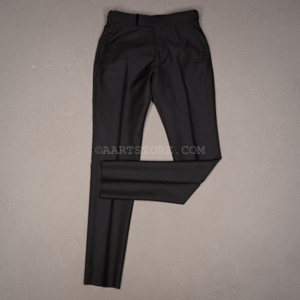 WOOL SILK DRESS TROUSER NERO