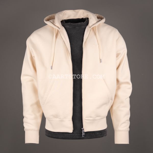 LOGO HOODED ZIP CREAM