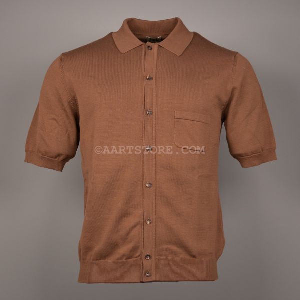 SINATRA SS BUTTON POLO TOBACCO