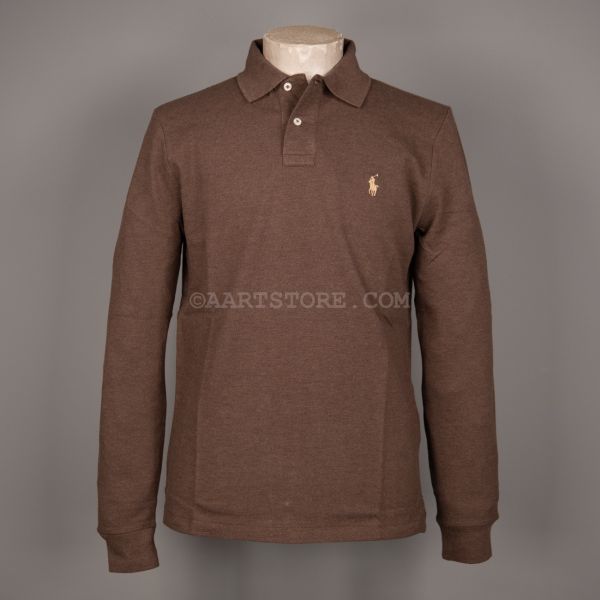 LS MESH KNIT POLO NEW BROWN