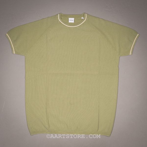 KNITTED CONTRAST T-SHIRT VERDE CHIARO