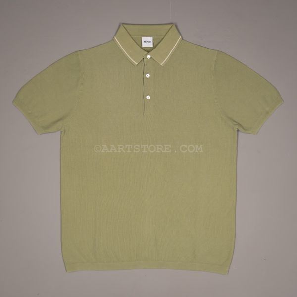 KNITTED CONTRASTO POLO VERDE