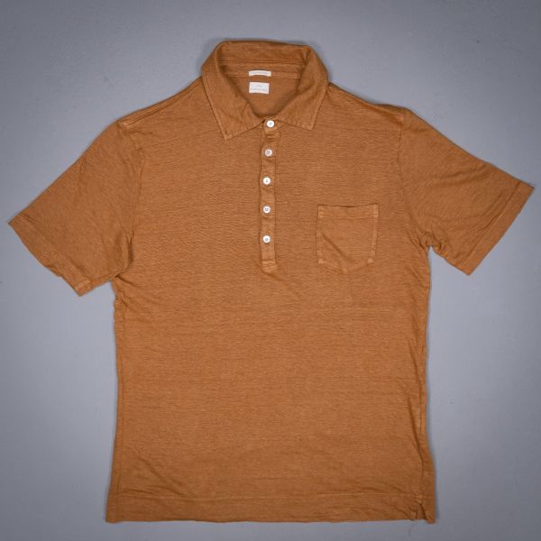 FILICUDI LINEN POLOSHIRT CARAMELLO