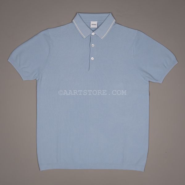 KNITTED CONTRASTO POLO BLU