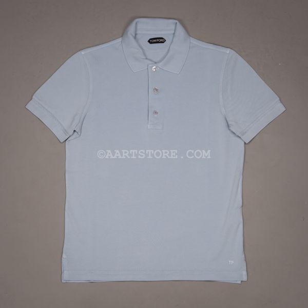 LYOCELL COTTON KNIT POLO CIELO BLU
