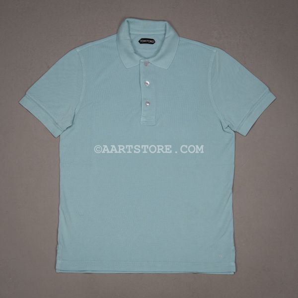LYOCELL COTTON KNIT POLO BLUE DUSTY