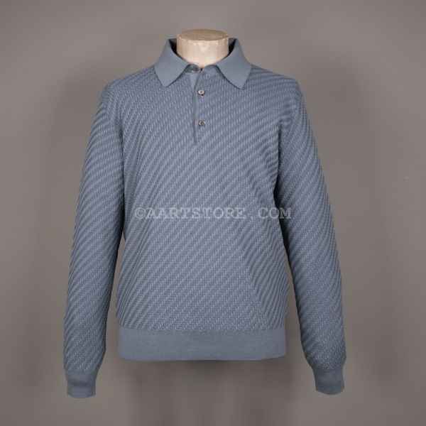 TRAMA LS COT CASH SILK POLO CIELO