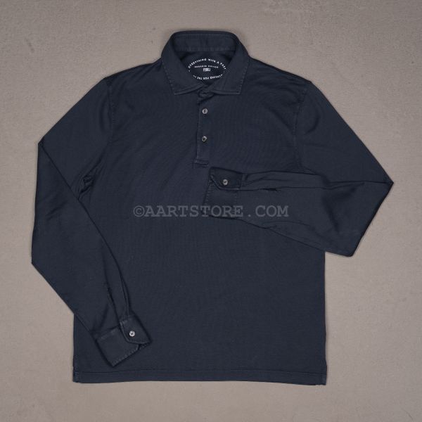 GIZA LS JERSEY POLO FROSTED NAVY