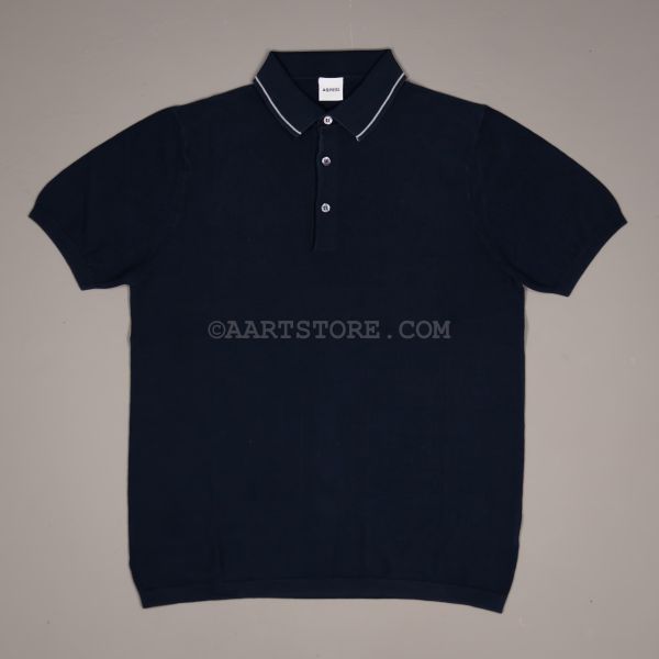 KNITTED CONTRASTO POLO BLU NOTTE