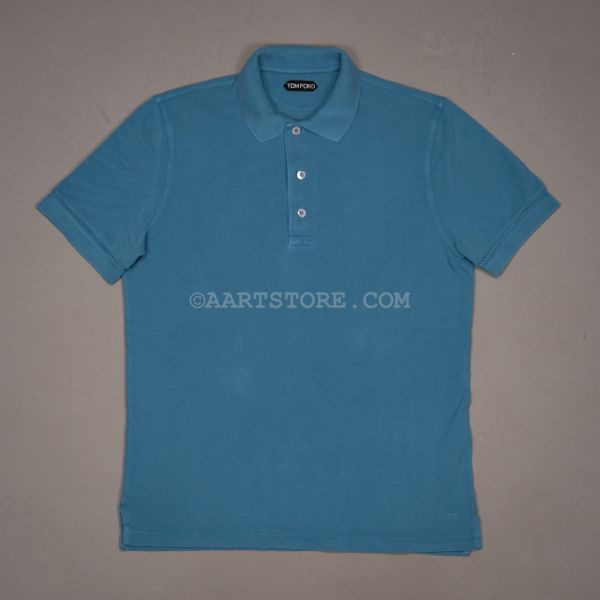 LYOCELL COTTON KNIT POLO BLUE FADED