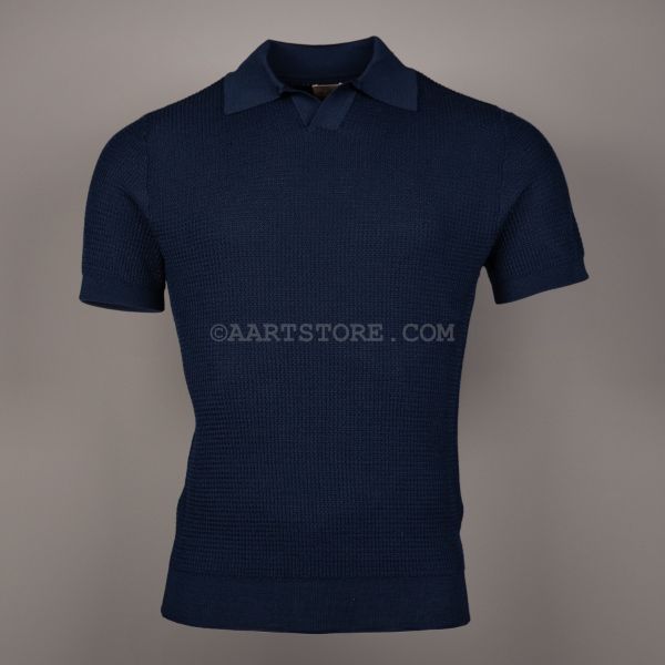 STEVE MCQUEEN KNITTED POLO BLU NOTTE