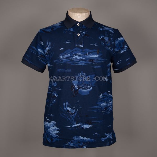 SS COTTON POLO ADVENTURE BEAR MESH NAVY