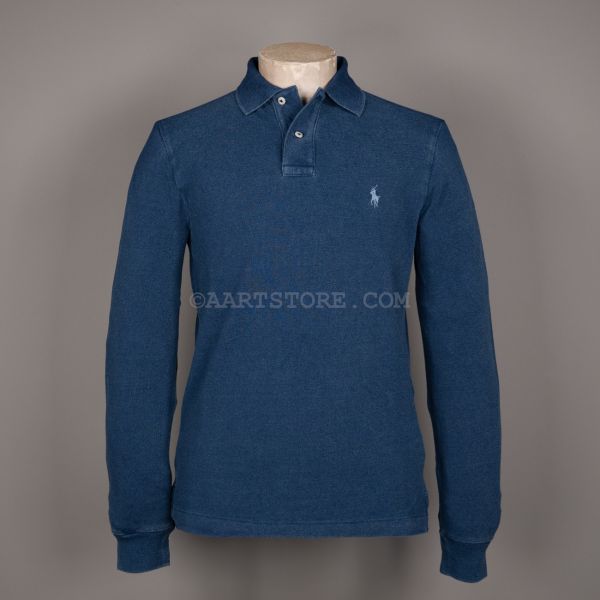 LS COTTON POLO MESH KNIT INDIGO