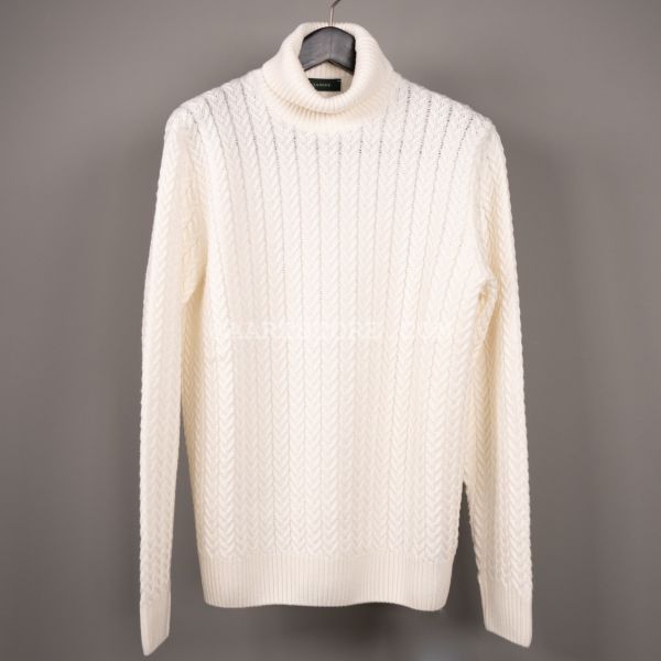 WOOL CABLE TURTLENECK BIANCO