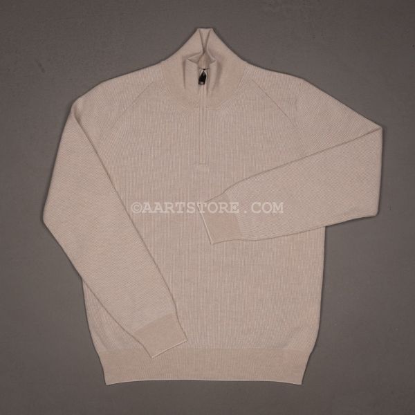 VANISE RIB ZIP CASHMERE KNIT BIANCO SPORCA
