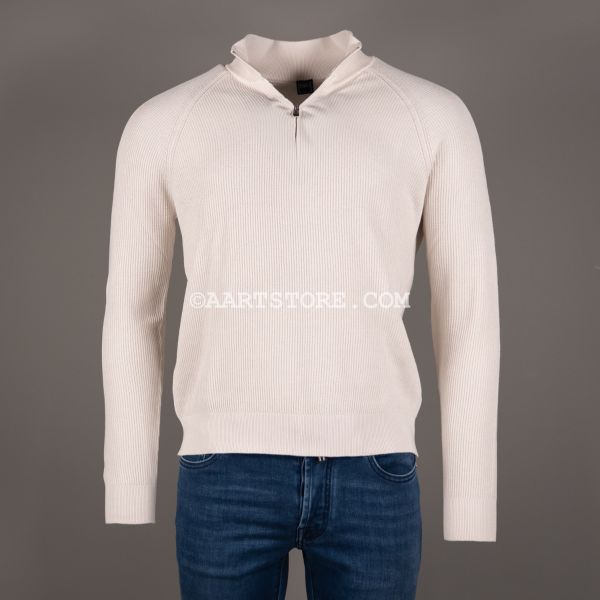 GIZA RAGLAN 1/2 ZIP KNIT CREMA