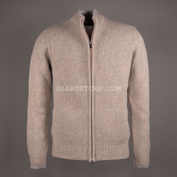 FAV FULL ZIP TIPING LANA ALPACA SABBIA