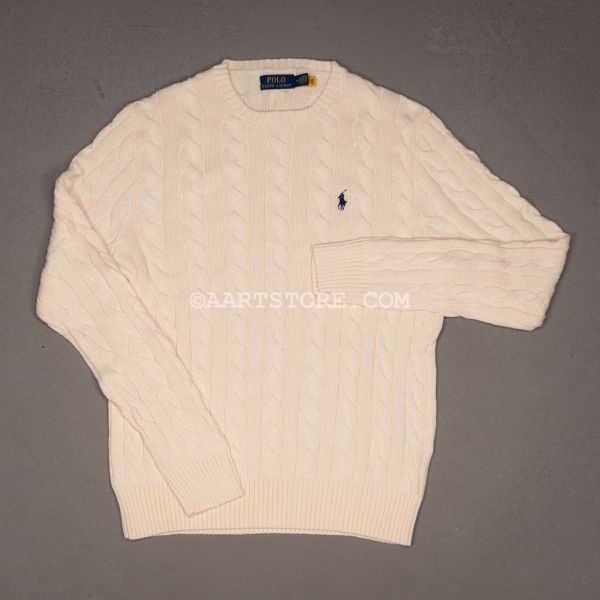 COTTON CABLE CREW CREAM