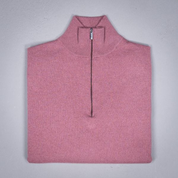 LIAM CASHMERE HALFZIP SWEATER ROSA ANTICO