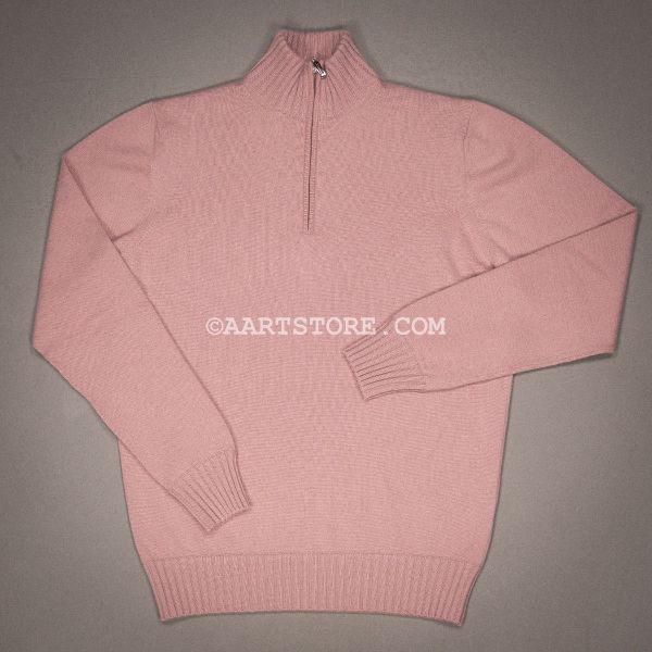 INFILTRATO CASHMERE HALF-ZIP ROSA ANTICO