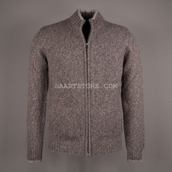 FAV FULL ZIP TIPING LANA ALPACA MARRONE