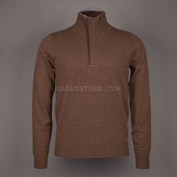 PURE CASHMERE 1/2 ZIP HAY BROWN