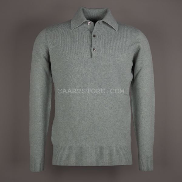 PURE GEELONG LAMBSWOOL POLONECK MOJITO